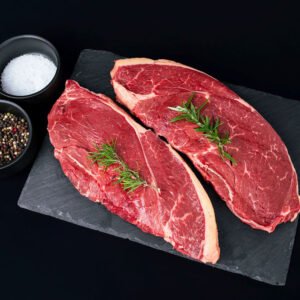 Fresh beef rump steak cut for grilling or roasting