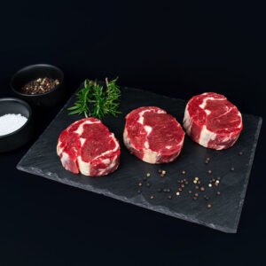 Premium beef scotch fillet steak with rich marbling